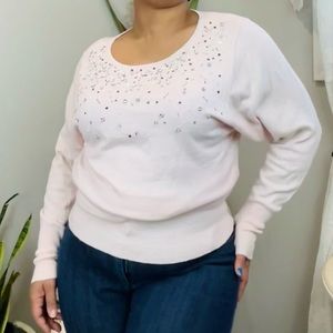Worthington Pink Embellished Light Weight Sweater